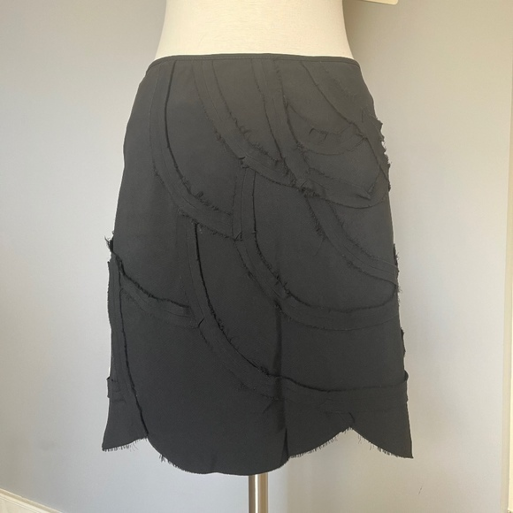 Moschino Black Mini‎ Raw hem fridge Cocktail Layered Embroidered Casual Skirt 2